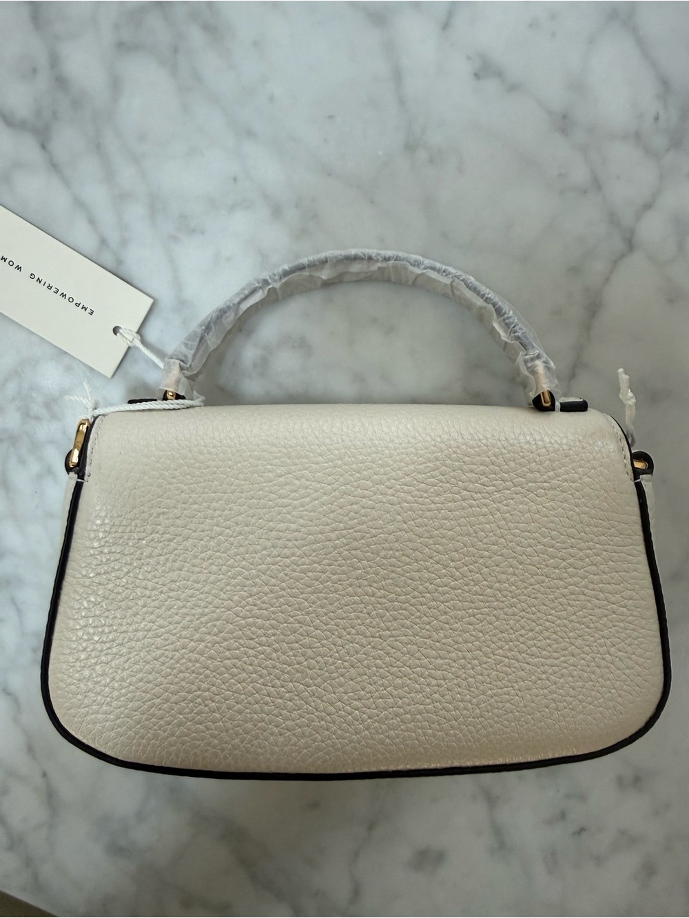 Tory Burch Britten Mini Pebbled Leather Top-Handle Crossbody Cream - Picture 5 of 9